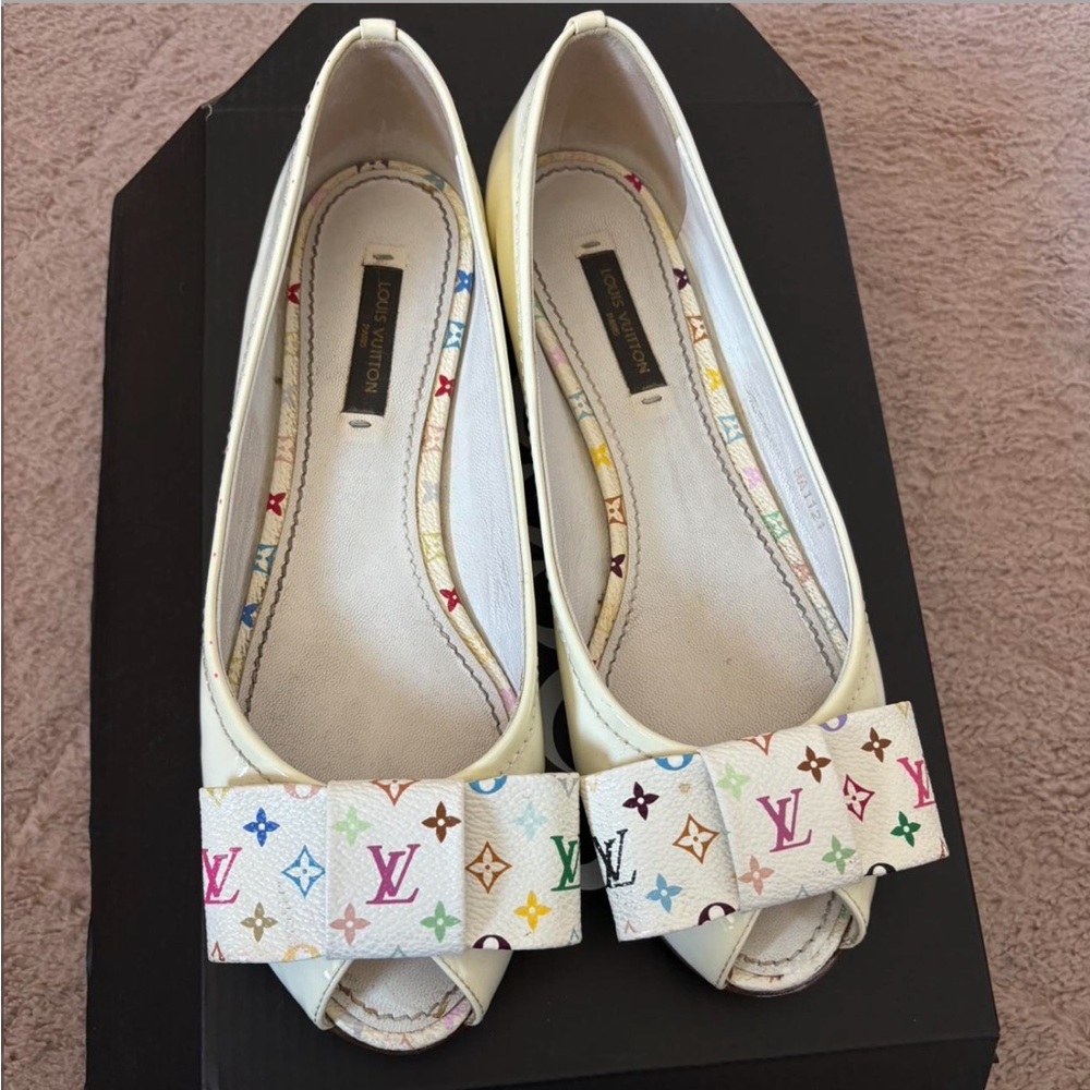Louis Vuitton Women's Multicolor Peep-Toe Flats